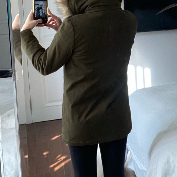 Maje Winter coat with fur trim and leather details - Picture 5 of 5